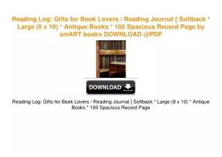 Reading Log: Gifts for Book Lovers / Reading Journal [ Softback * Large (8 x 10) *