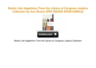 Books Like Sapphires: From the Library of Congress Judaica Collection by Ann Brener [PDF