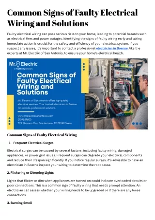 Common Signs of Faulty Electrical Wiring and Solutions