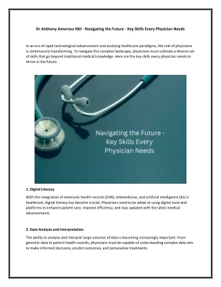 Dr Anthony Amoroso MD - Navigating the Future - Key Skills Every Physician Needs