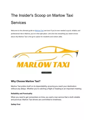 The Insider's Scoop on Marlow Taxi Services