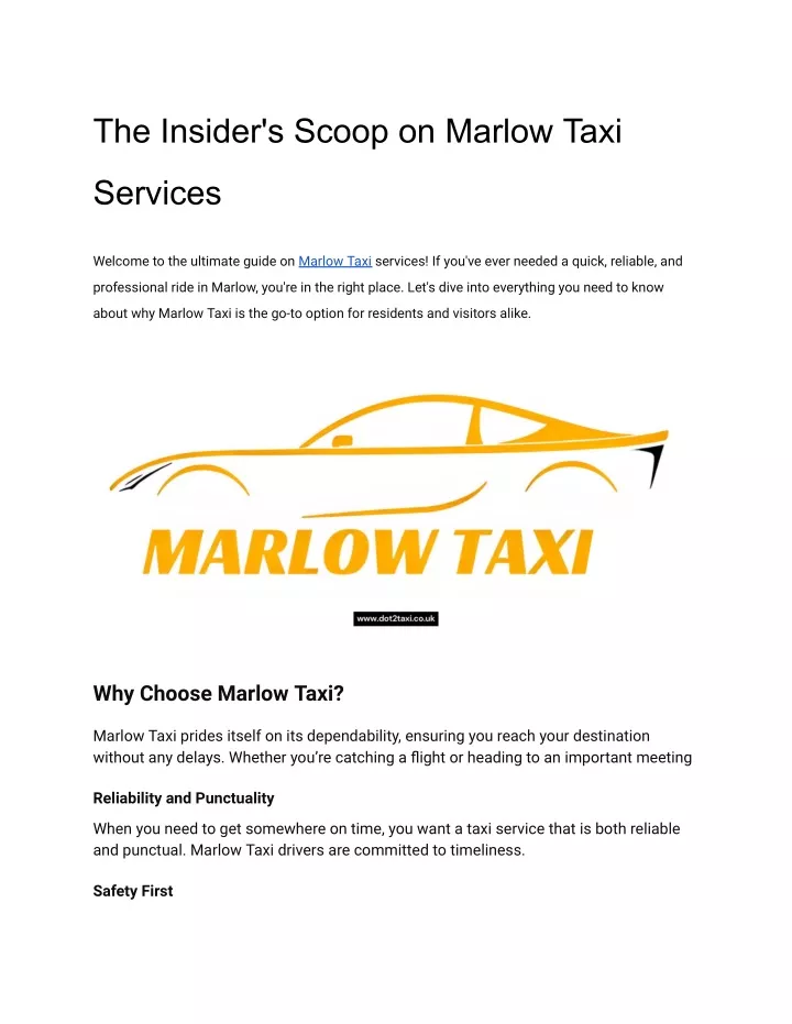 the insider s scoop on marlow taxi