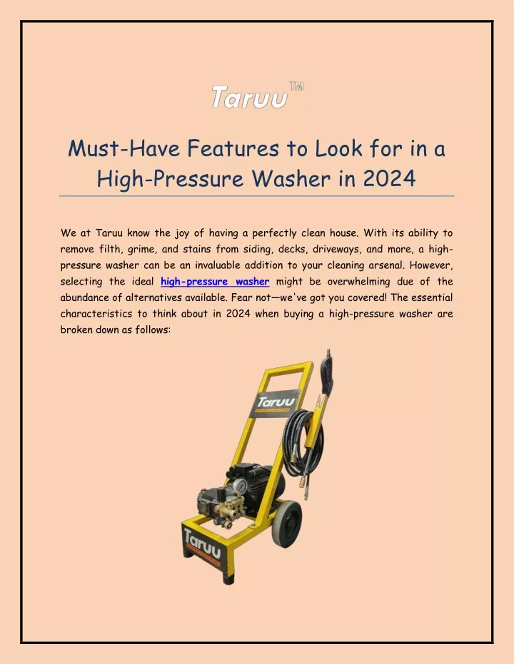 must have features to look for in a high pressure