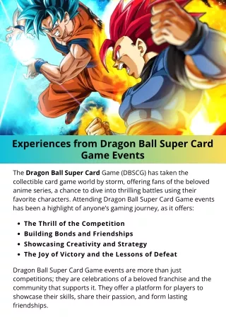 Experiences from Dragon Ball Super Card Game Events