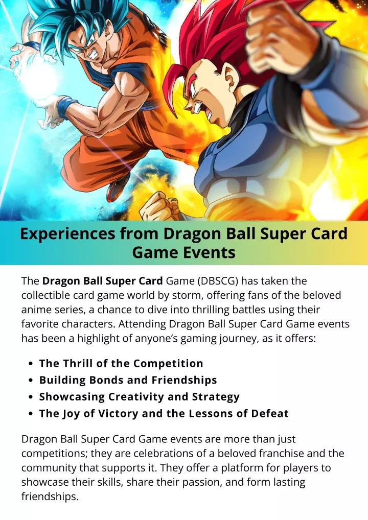 experiences from dragon ball super card game