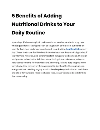 5 Benefits of Adding Nutritional Drinks to Your Daily Routine