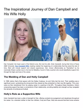 The Inspirational Journey of Dan Campbell and His Wife Holly