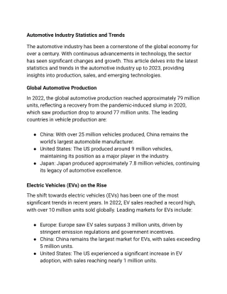 automotive industry statistics and trends