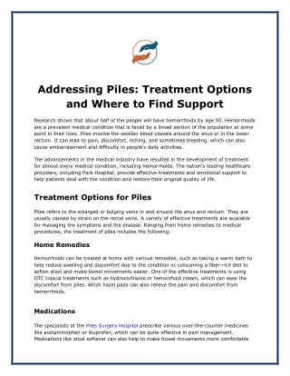 Addressing Piles: Treatment Options and Where to Find Support