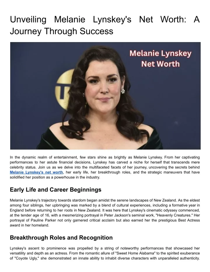 PPT Unveiling Melanie Lynskey's Net Worth_ A Journey Through Success