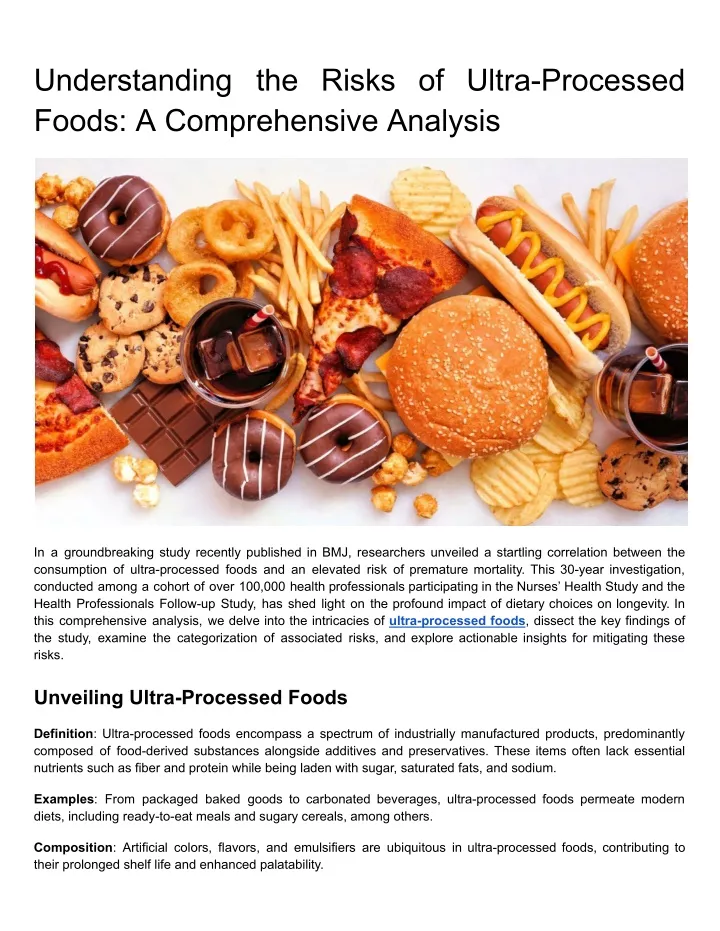 understanding the risks of ultra processed foods