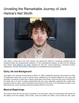 Unveiling the Remarkable Journey of Jack Harlow's Net Worth (1)