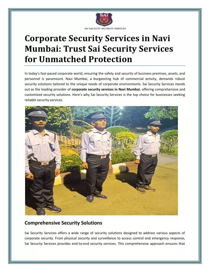 corporate security services in navi mumbai trust