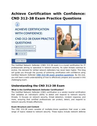 Achieve Certification with Confidence_ CND 312-38 Exam Practice Questions