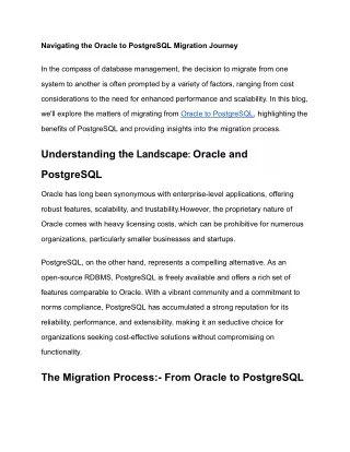 navigating the oracle to postgresql migration