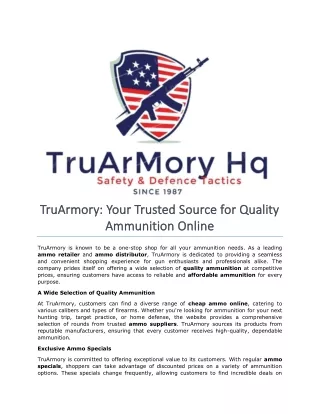 TruArmory- Your Trusted Source for Quality Ammunition Online