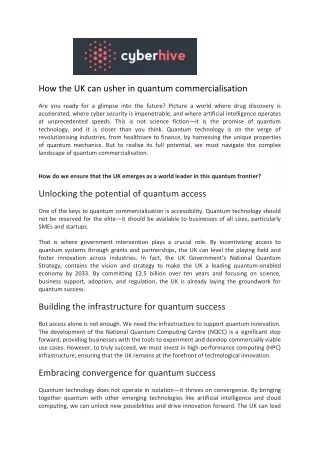 how the uk can usher in quantum commercialisation