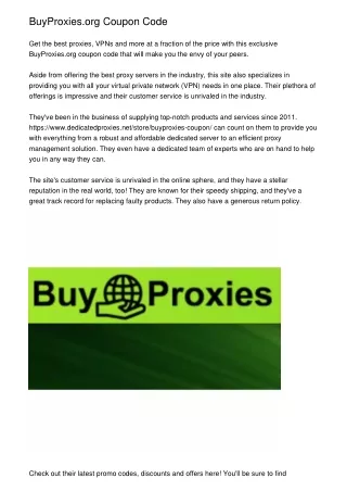 BuyProxies.org Coupon Code