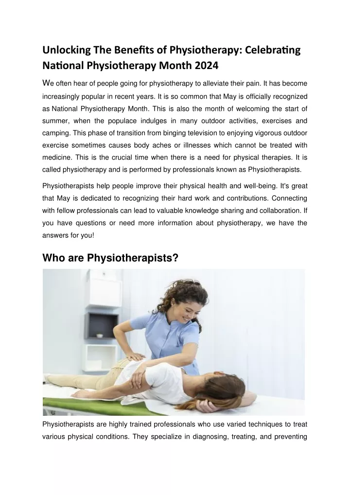 PPT Unlocking The Benefits Of Physiotherapy Celebrating National