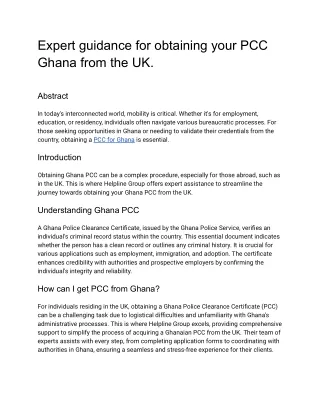 Expert guidance for obtaining your PCC Ghana from the UK