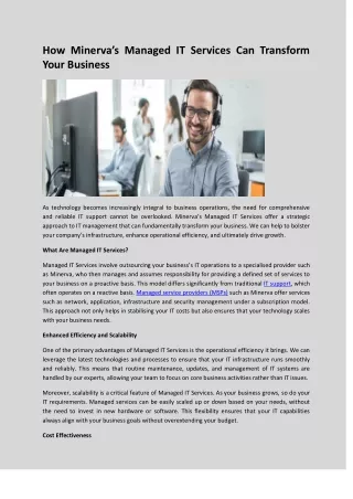 How Minerva’s Managed IT Services Can Transform Your Business - Minerva