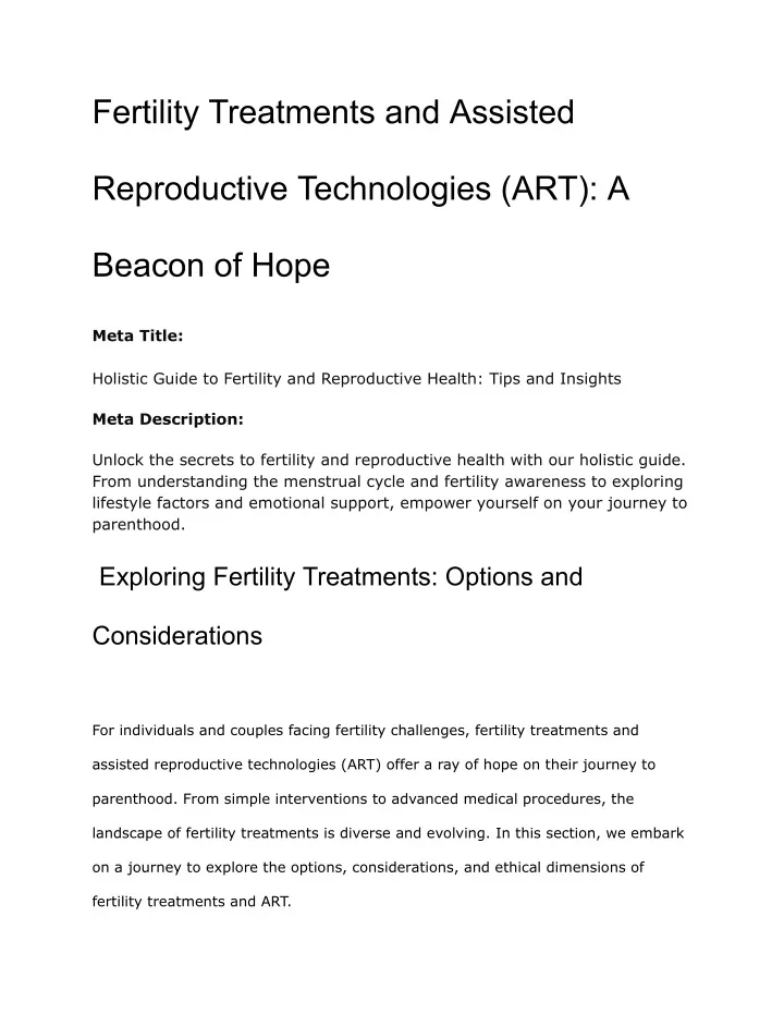 fertility treatments and assisted