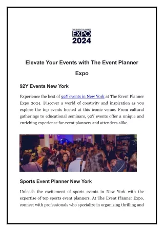 Elevate Your Events with The Event Planner Expo