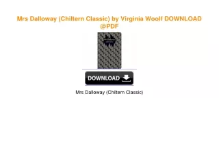 Mrs Dalloway (Chiltern Classic) by Virginia Woolf DOWNLOAD @PDF