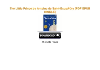 The Little Prince by Antoine de Saint-ExupÃ©ry download ebook PDF EPUB