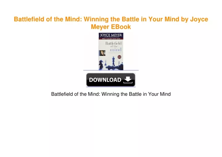 Joyce Meyer Battlefield Of The Mind Free Download PPT - Battlefield of the Mind: Winning the Battle in Your Mind by Joyce
