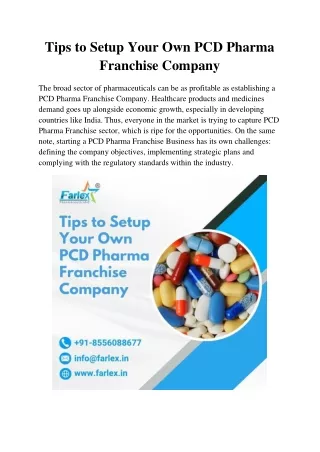 Tips to Setup Your Own PCD Pharma Franchise Company
