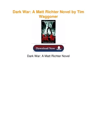 Dark War: A Matt Richter Novel by Tim Waggoner
