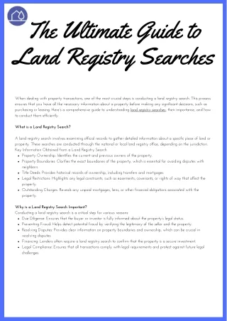 The Ultimate Guide to Land Registry Searches