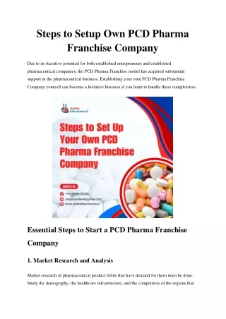 Steps to Setup Own PCD Pharma Franchise Company