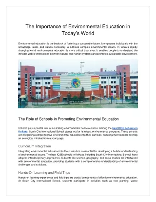 The Importance of Environmental Education in Today’s World