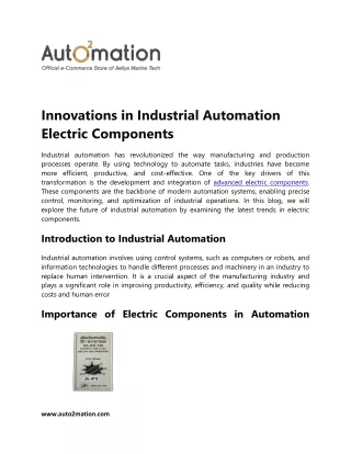 Innovations in Industrial Automation Electric Components