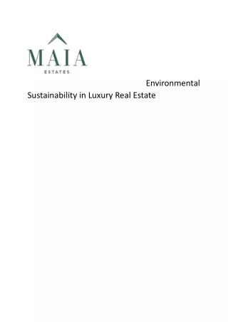 Environmental Sustainability in Luxury Real Estate