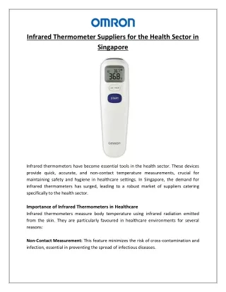 Infrared Thermometer Suppliers for the Health Sector in Singapore