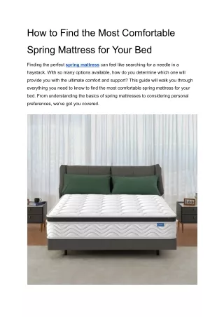 How to Find the Most Comfortable Spring Mattress for Your Bed