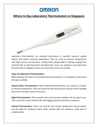 Where to Buy Laboratory Thermometers in Singapore
