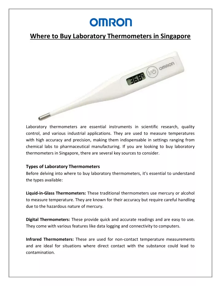 where to buy laboratory thermometers in singapore