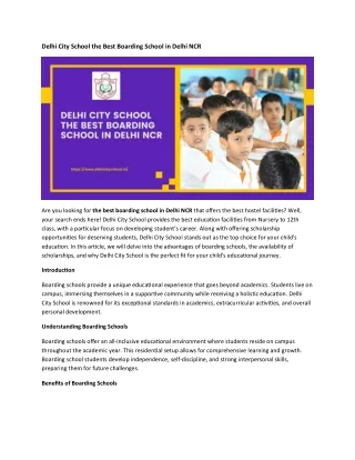 Delhi City School The Best Boarding School Excellence in Education