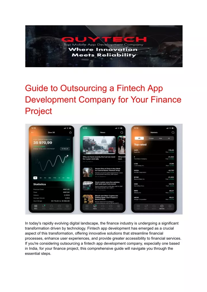 guide to outsourcing a fintech app development