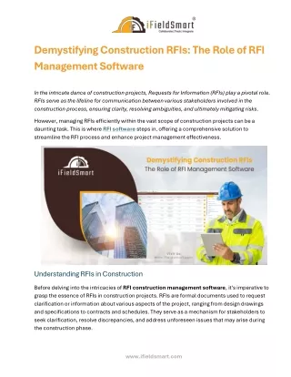 Demystifying Construction RFIs - The Role of RFI Management Software