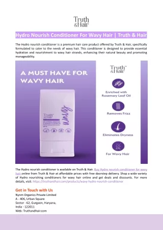 Hydro Nourish Conditioner For Wavy Hair