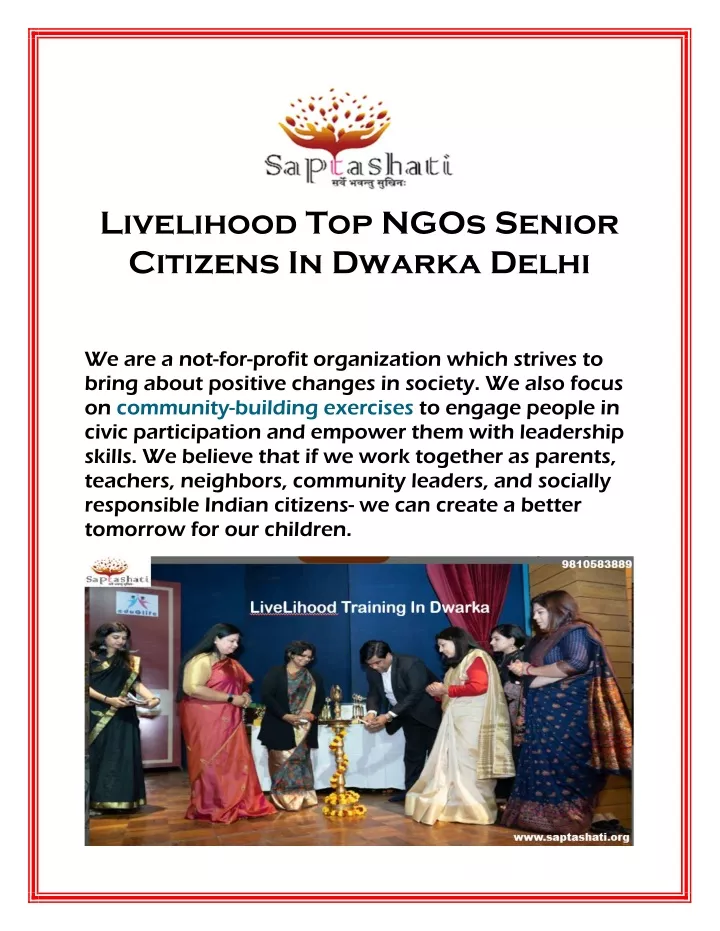 livelihood top ngos senior citizens in dwarka