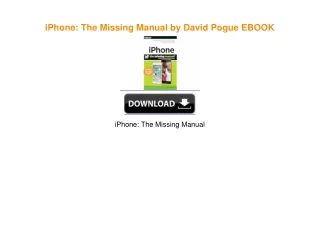 IPhone: The Missing Manual by David Pogue Book PDF EPUB