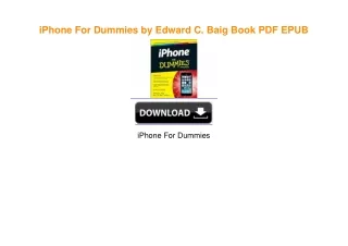 iPhone For Dummies by Edward C. Baig Book PDF EPUB