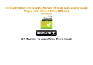 OS X Mavericks: The Missing Manual (Missing Manuals) by David Pogue [PDF EBOOK EPUB