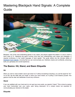 mastering blackjack hand signals a complete guide